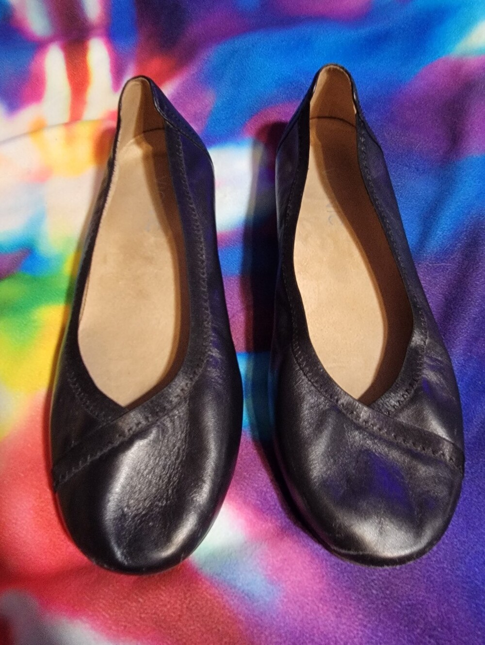 Vionic Caroll Black Leather Women's Ballet Flats Slip-on Size 7.5